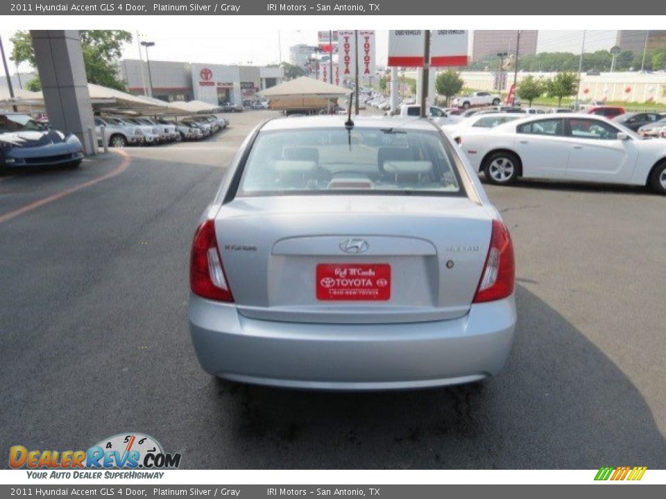 2011 Hyundai Accent GLS 4 Door Platinum Silver / Gray Photo #6
