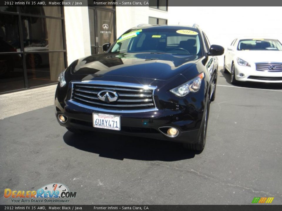 2012 Infiniti FX 35 AWD Malbec Black / Java Photo #2
