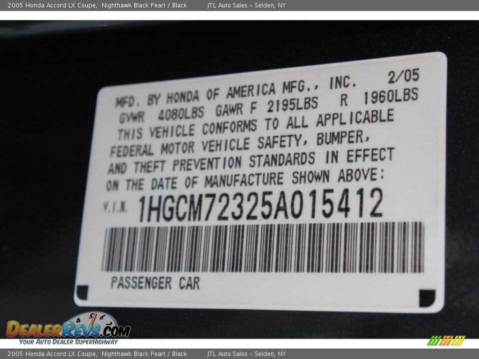 2005 Honda Accord LX Coupe Nighthawk Black Pearl / Black Photo #18