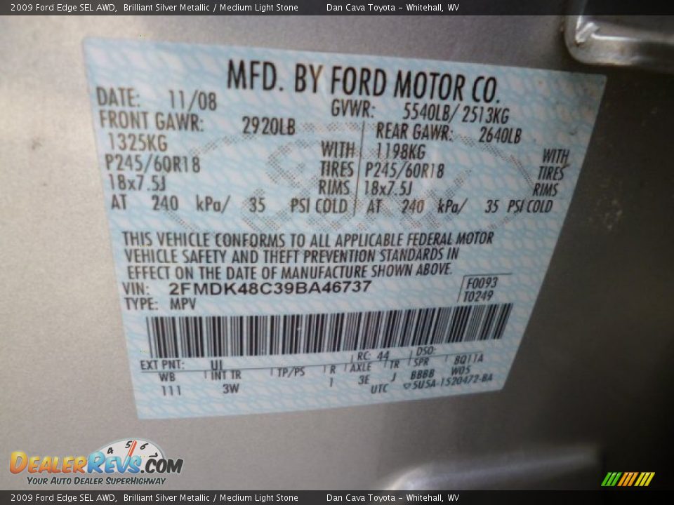 2009 Ford Edge SEL AWD Brilliant Silver Metallic / Medium Light Stone Photo #13