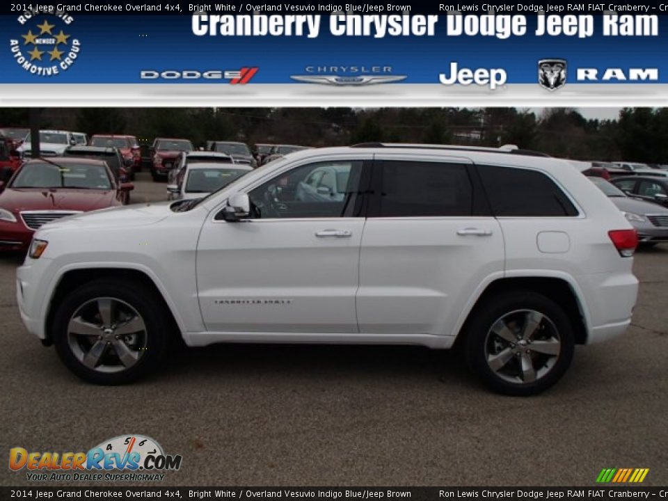 2014 Jeep Grand Cherokee Overland 4x4 Bright White / Overland Vesuvio Indigo Blue/Jeep Brown Photo #1