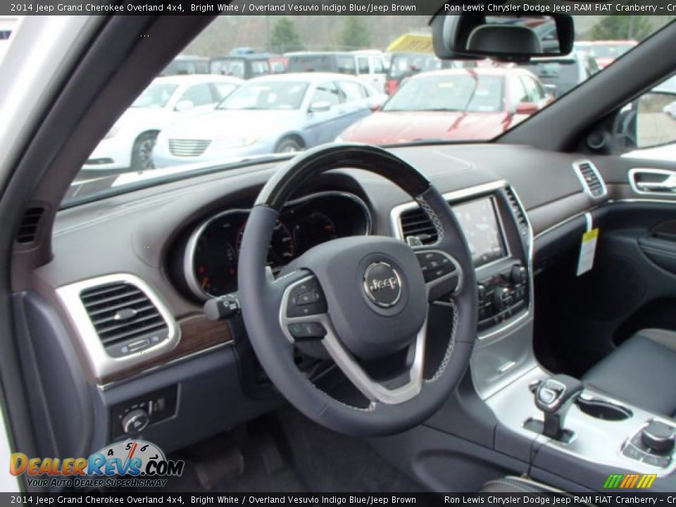 2014 Jeep Grand Cherokee Overland 4x4 Bright White / Overland Vesuvio Indigo Blue/Jeep Brown Photo #10