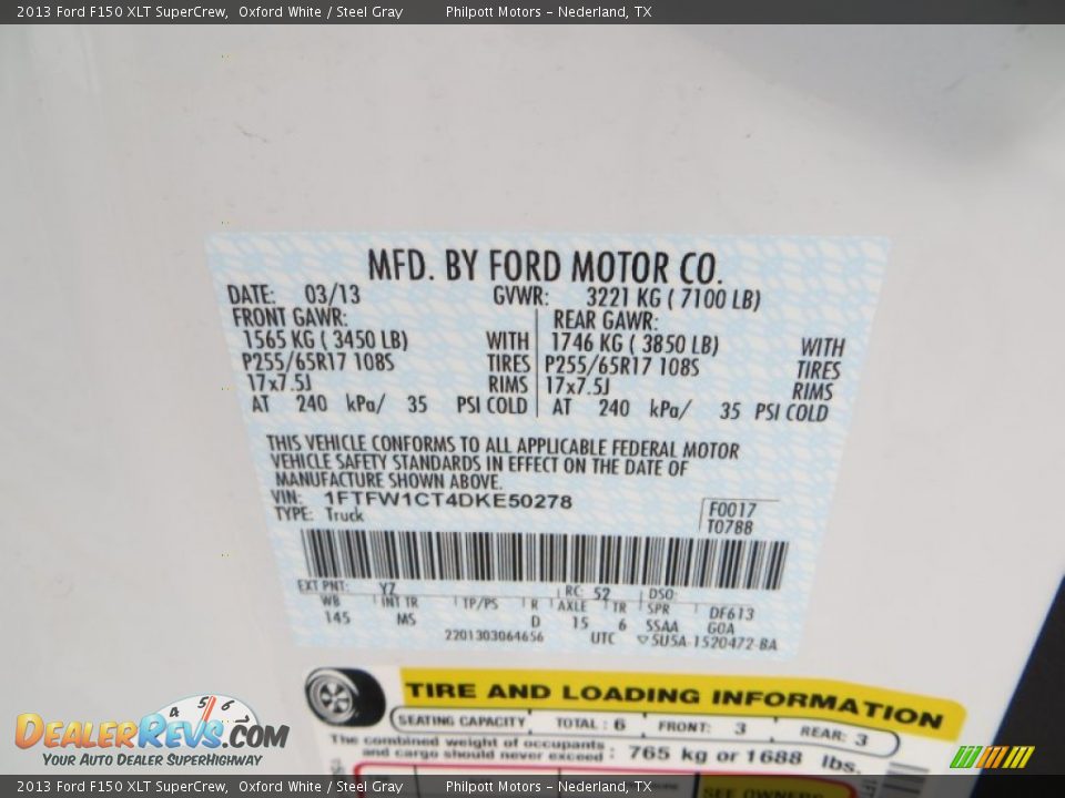 2013 Ford F150 XLT SuperCrew Oxford White / Steel Gray Photo #34
