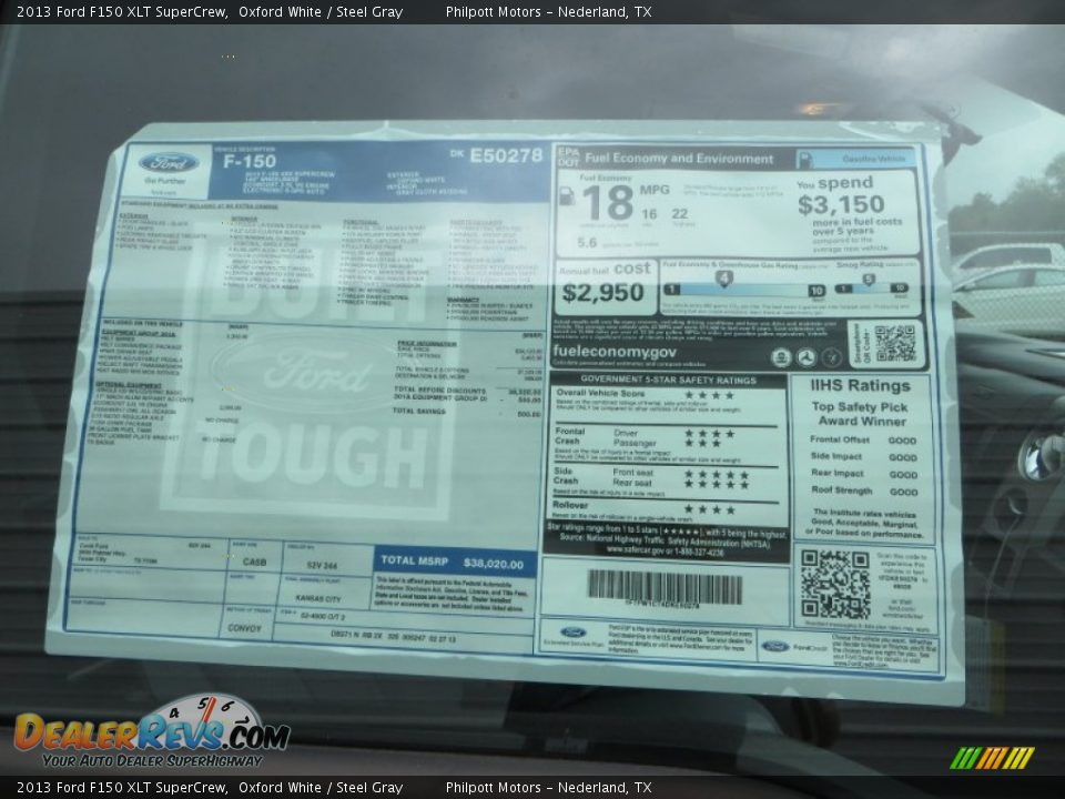 2013 Ford F150 XLT SuperCrew Window Sticker Photo #35