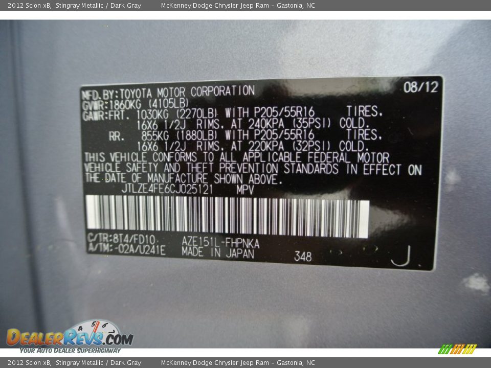 2012 Scion xB Stingray Metallic / Dark Gray Photo #7