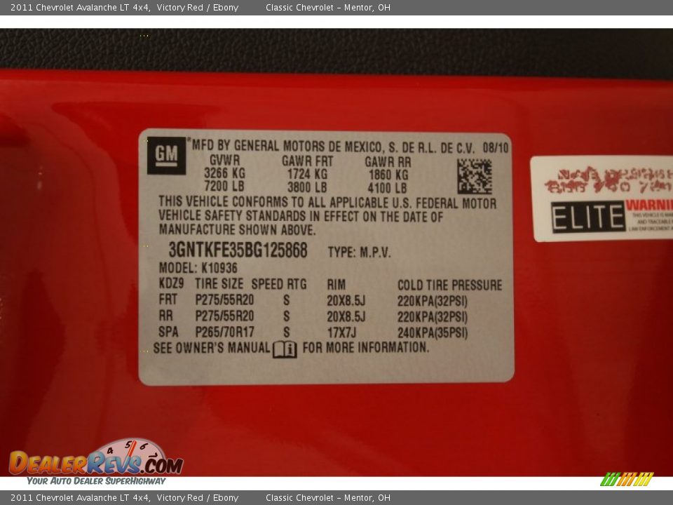 2011 Chevrolet Avalanche LT 4x4 Victory Red / Ebony Photo #18