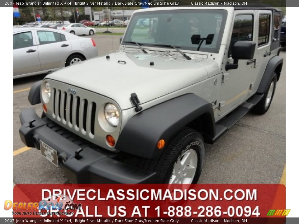 2007 Jeep Wrangler Unlimited X 4x4 Bright Silver Metallic / Dark Slate Gray/Medium Slate Gray Photo #1