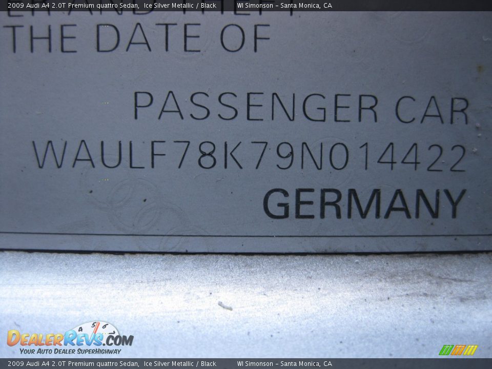 2009 Audi A4 2.0T Premium quattro Sedan Ice Silver Metallic / Black Photo #25