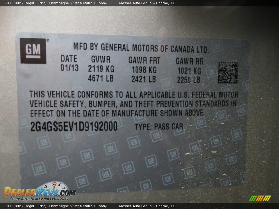 2013 Buick Regal Turbo Champagne Silver Metallic / Ebony Photo #7