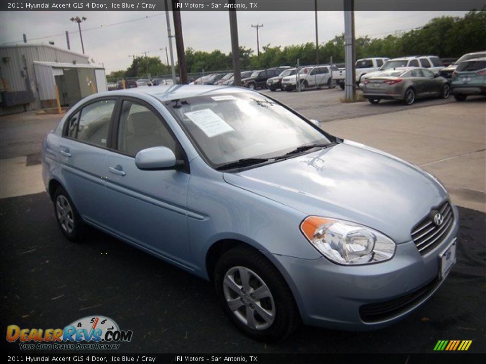 2011 Hyundai Accent GLS 4 Door Ice Blue / Gray Photo #3