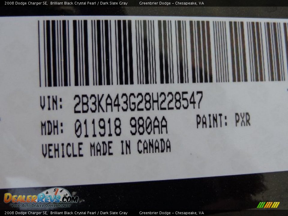 2008 Dodge Charger SE Brilliant Black Crystal Pearl / Dark Slate Gray Photo #28