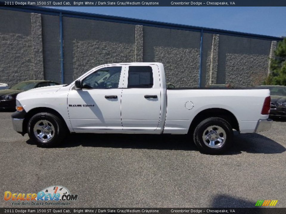 2011 Dodge Ram 1500 ST Quad Cab Bright White / Dark Slate Gray/Medium Graystone Photo #3