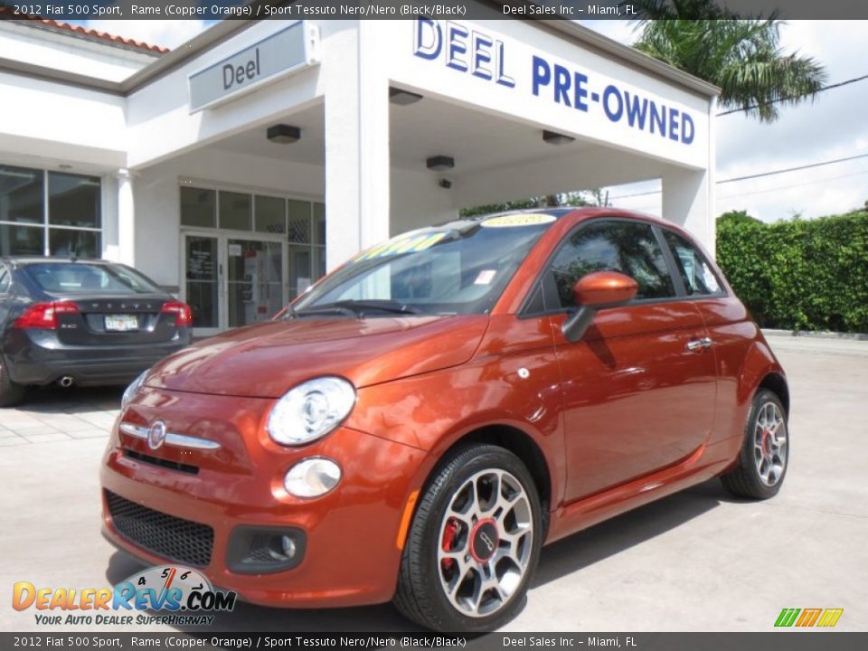 2012 Fiat 500 Sport Rame (Copper Orange) / Sport Tessuto Nero/Nero (Black/Black) Photo #1