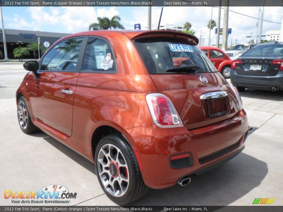 2012 Fiat 500 Sport Rame (Copper Orange) / Sport Tessuto Nero/Nero (Black/Black) Photo #3