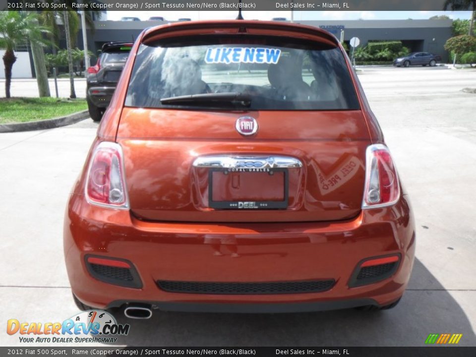 2012 Fiat 500 Sport Rame (Copper Orange) / Sport Tessuto Nero/Nero (Black/Black) Photo #4