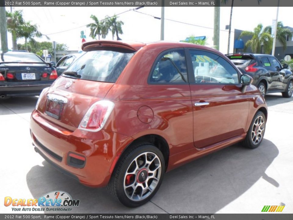 2012 Fiat 500 Sport Rame (Copper Orange) / Sport Tessuto Nero/Nero (Black/Black) Photo #5