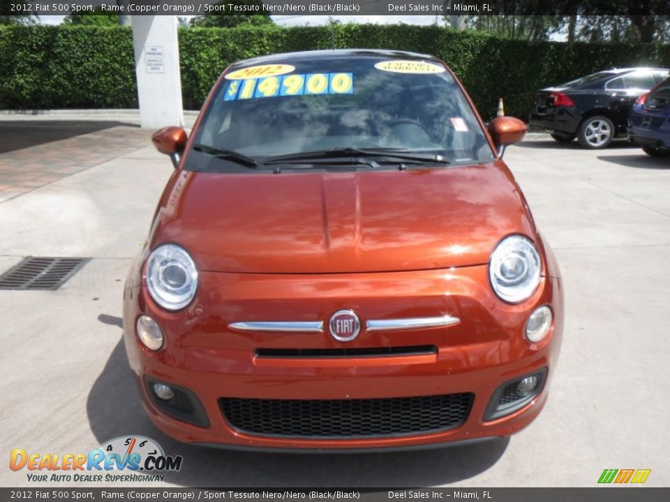 2012 Fiat 500 Sport Rame (Copper Orange) / Sport Tessuto Nero/Nero (Black/Black) Photo #8