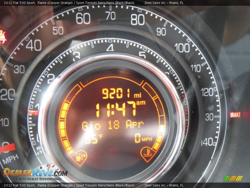 2012 Fiat 500 Sport Rame (Copper Orange) / Sport Tessuto Nero/Nero (Black/Black) Photo #15