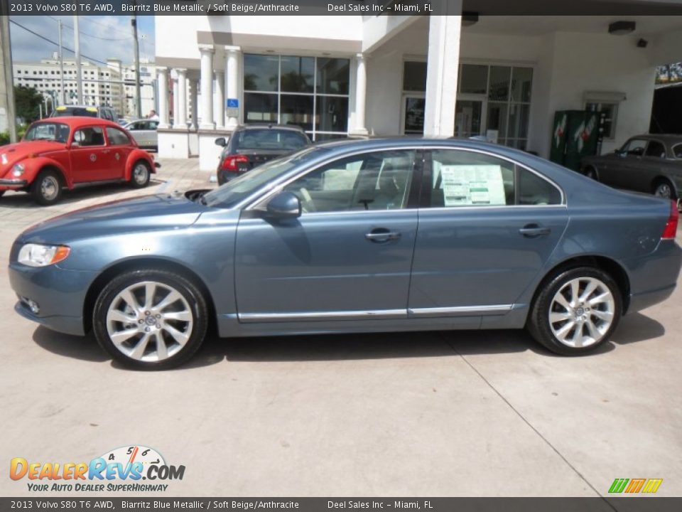 2013 Volvo S80 T6 AWD Biarritz Blue Metallic / Soft Beige/Anthracite Photo #2