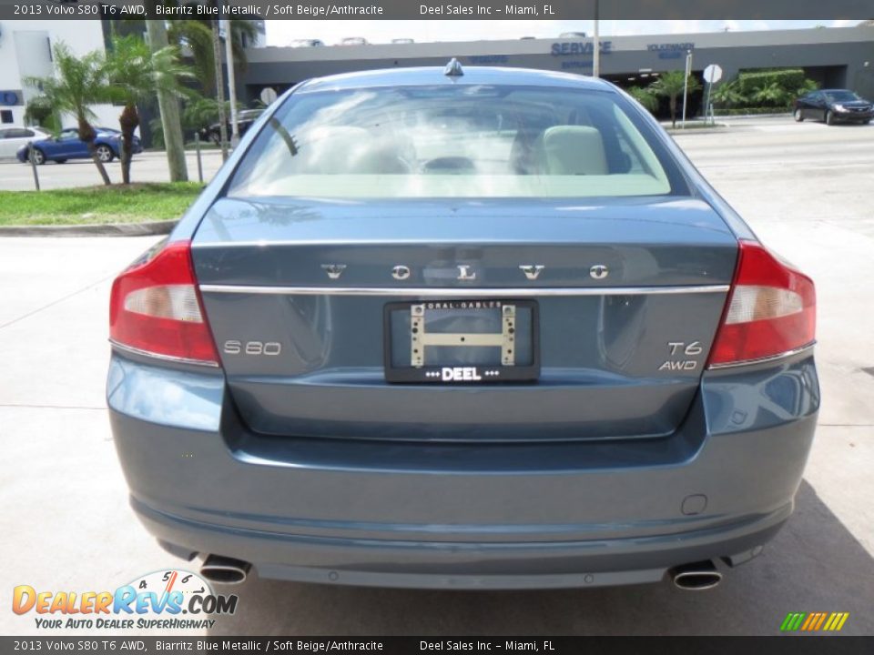 2013 Volvo S80 T6 AWD Biarritz Blue Metallic / Soft Beige/Anthracite Photo #4