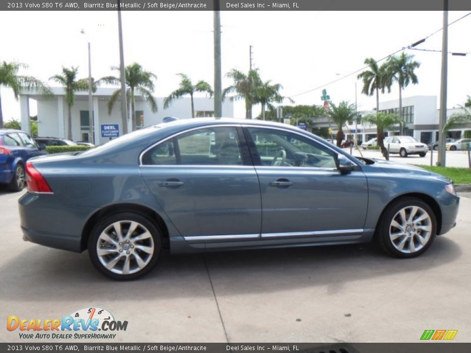2013 Volvo S80 T6 AWD Biarritz Blue Metallic / Soft Beige/Anthracite Photo #6