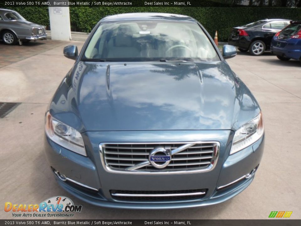 2013 Volvo S80 T6 AWD Biarritz Blue Metallic / Soft Beige/Anthracite Photo #8
