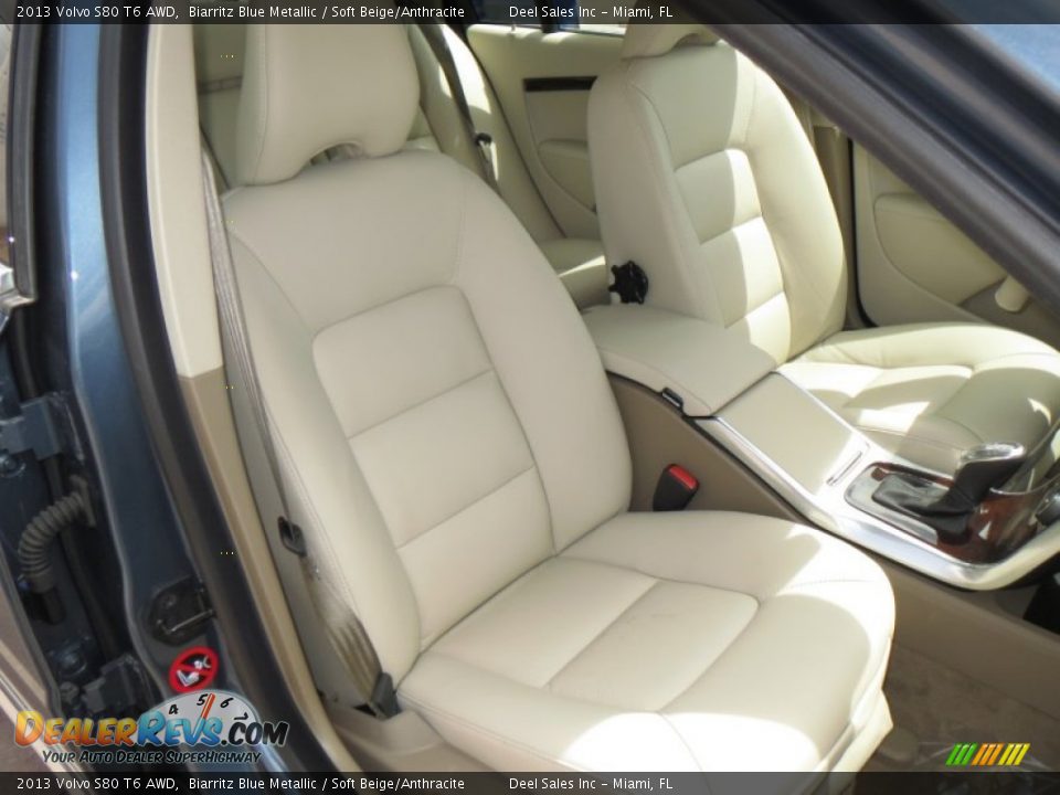 2013 Volvo S80 T6 AWD Biarritz Blue Metallic / Soft Beige/Anthracite Photo #10