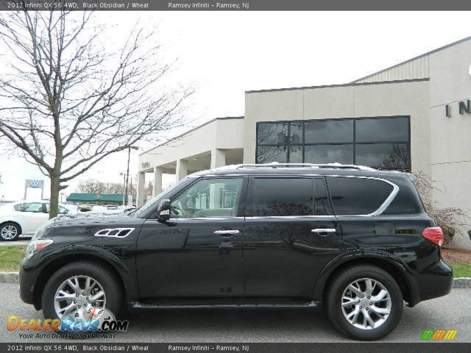 2012 Infiniti QX 56 4WD Black Obsidian / Wheat Photo #4
