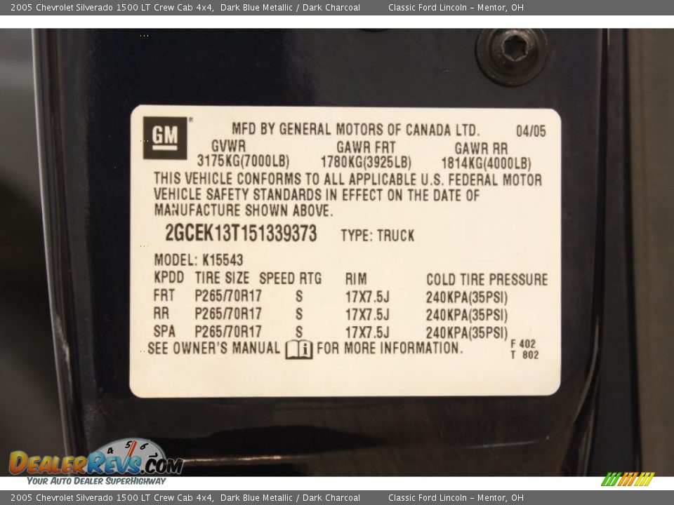 2005 Chevrolet Silverado 1500 LT Crew Cab 4x4 Dark Blue Metallic / Dark Charcoal Photo #18