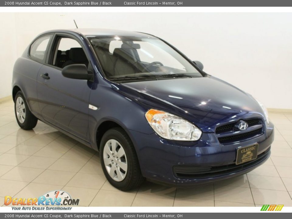 2008 Hyundai Accent GS Coupe Dark Sapphire Blue / Black Photo #1