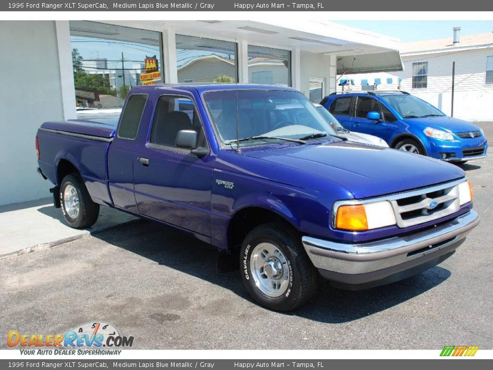 1996 Ford Ranger XLT SuperCab Medium Lapis Blue Metallic / Gray Photo #2