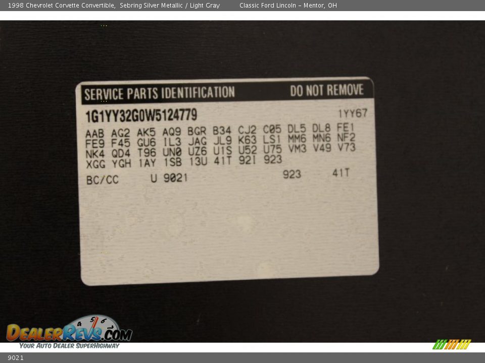 Chevrolet Color Code 9021 Sebring Silver Metallic