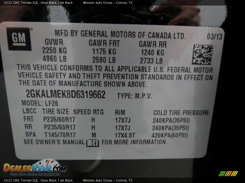 2013 GMC Terrain SLE Onyx Black / Jet Black Photo #6