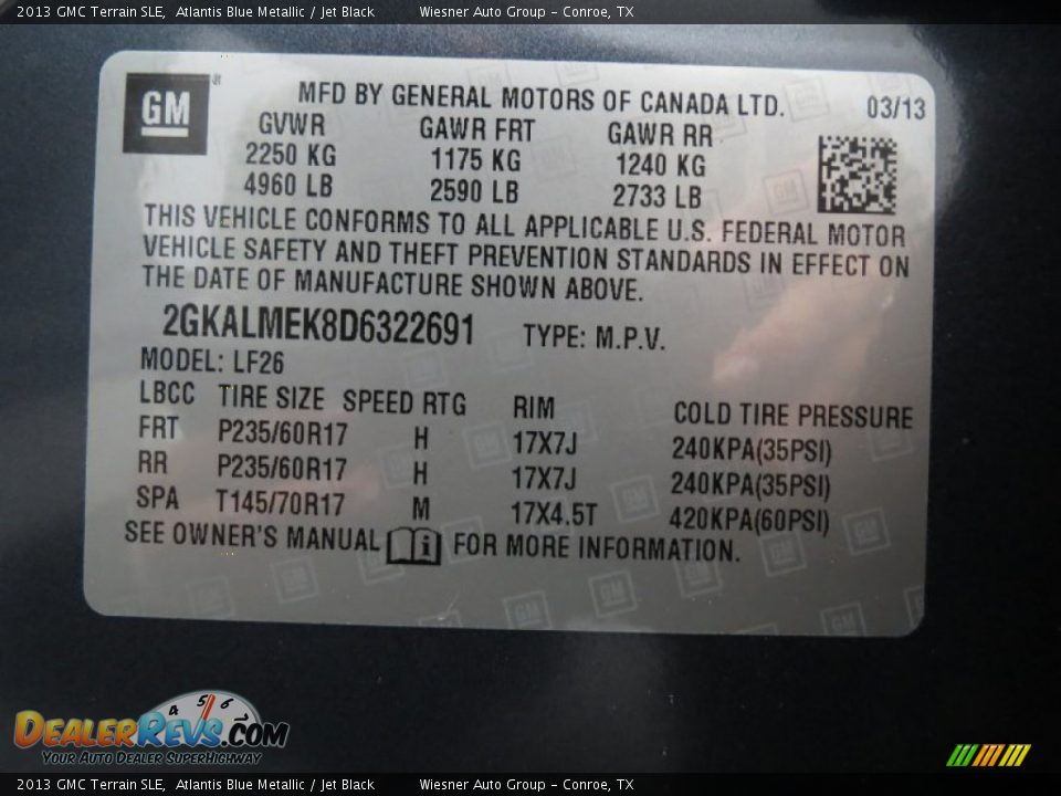 2013 GMC Terrain SLE Atlantis Blue Metallic / Jet Black Photo #6