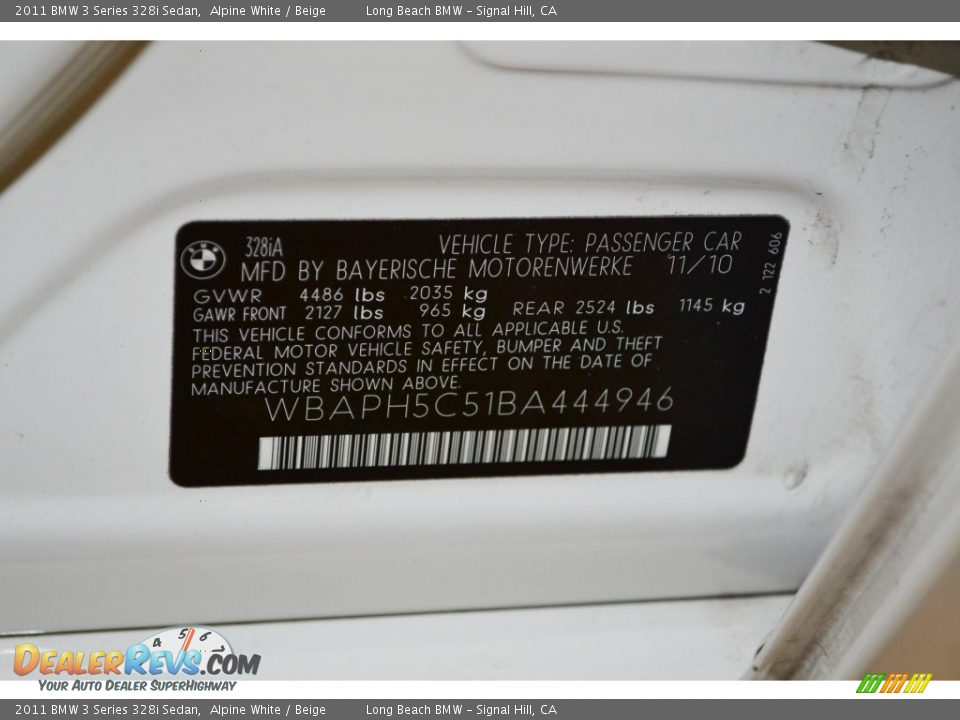 2011 BMW 3 Series 328i Sedan Alpine White / Beige Photo #8