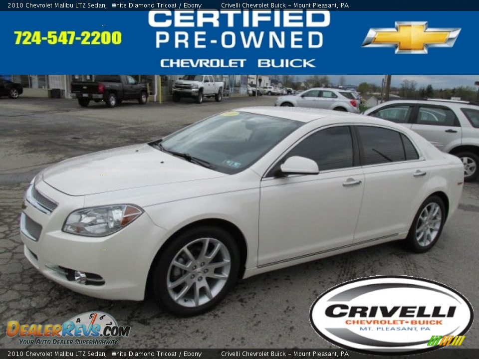 2010 Chevrolet Malibu LTZ Sedan White Diamond Tricoat / Ebony Photo #1