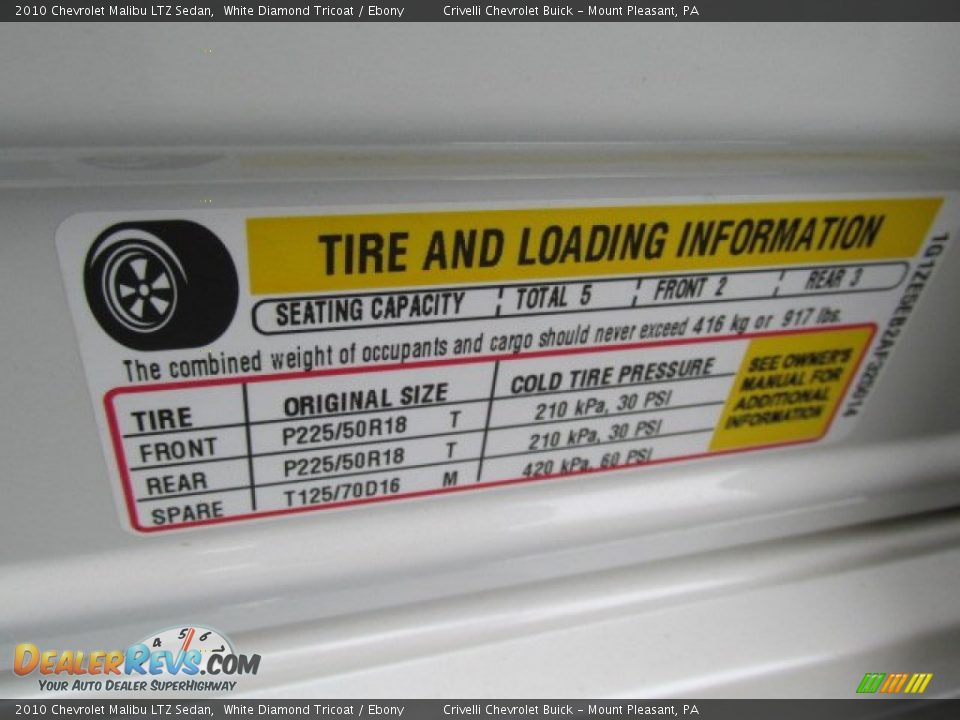 2010 Chevrolet Malibu LTZ Sedan White Diamond Tricoat / Ebony Photo #36