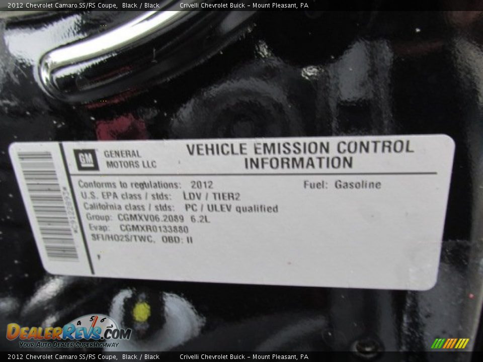 2012 Chevrolet Camaro SS/RS Coupe Black / Black Photo #13