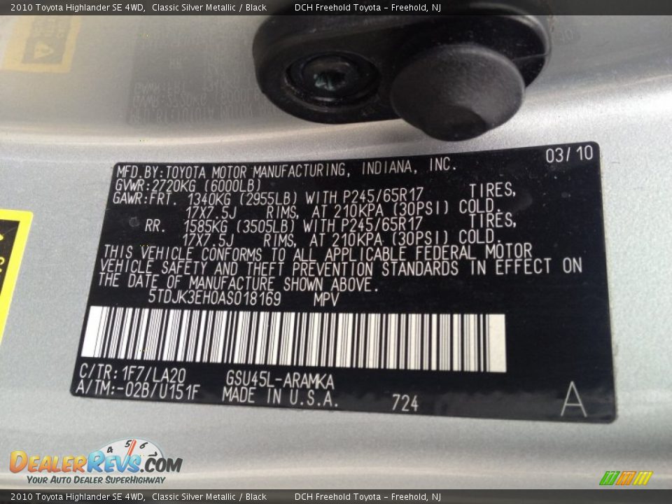 2010 Toyota Highlander SE 4WD Classic Silver Metallic / Black Photo #17