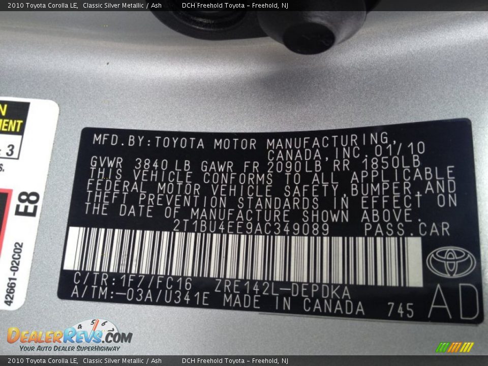 2010 Toyota Corolla LE Classic Silver Metallic / Ash Photo #16