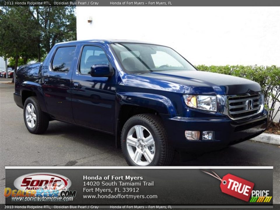2013 Honda Ridgeline RTL Obsidian Blue Pearl / Gray Photo #1