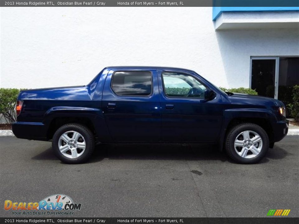 2013 Honda Ridgeline RTL Obsidian Blue Pearl / Gray Photo #2