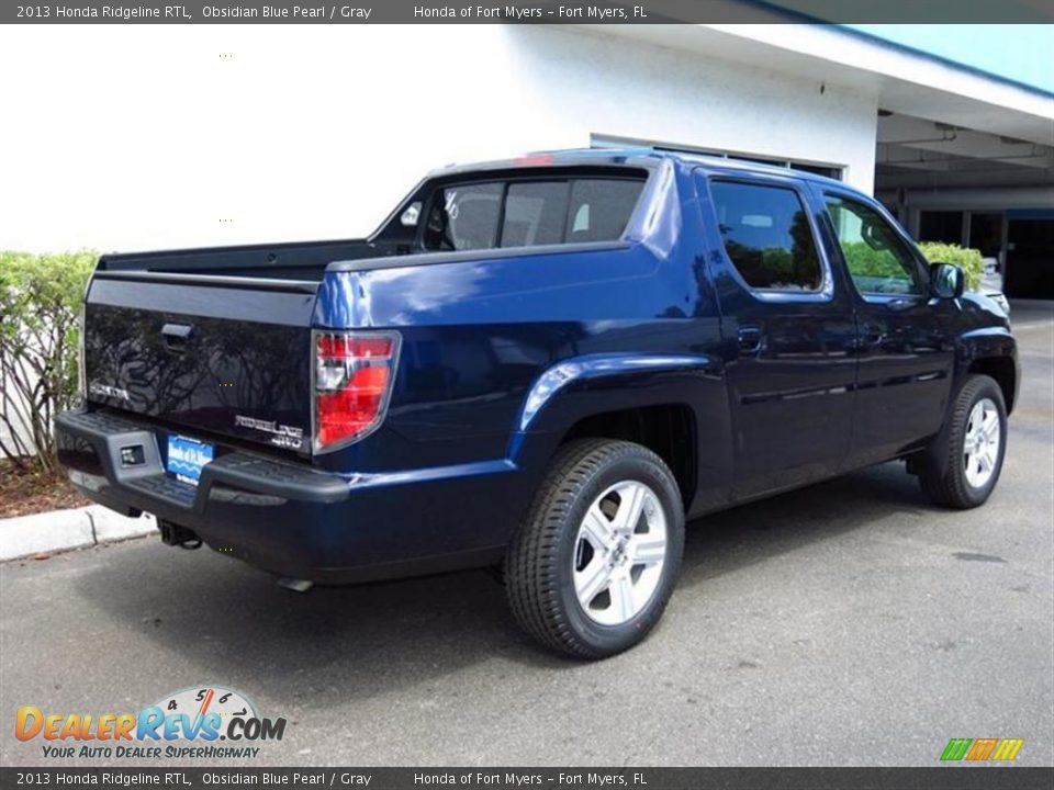 2013 Honda Ridgeline RTL Obsidian Blue Pearl / Gray Photo #3