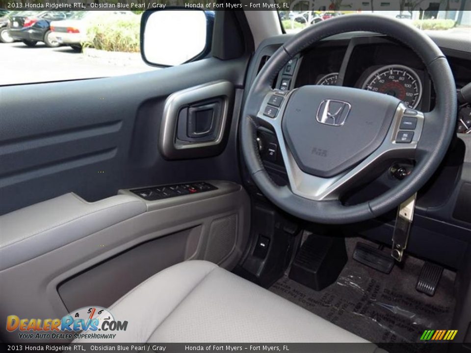 2013 Honda Ridgeline RTL Obsidian Blue Pearl / Gray Photo #6