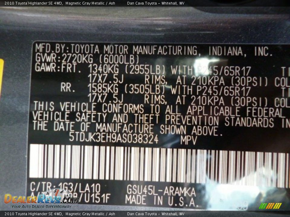 2010 Toyota Highlander SE 4WD Magnetic Gray Metallic / Ash Photo #12