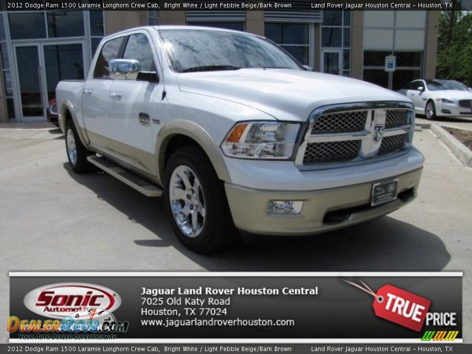 2012 Dodge Ram 1500 Laramie Longhorn Crew Cab Bright White / Light Pebble Beige/Bark Brown Photo #1