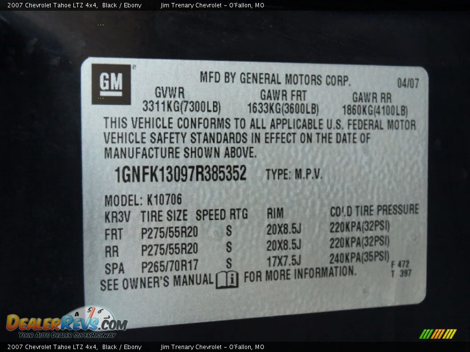 2007 Chevrolet Tahoe LTZ 4x4 Black / Ebony Photo #17