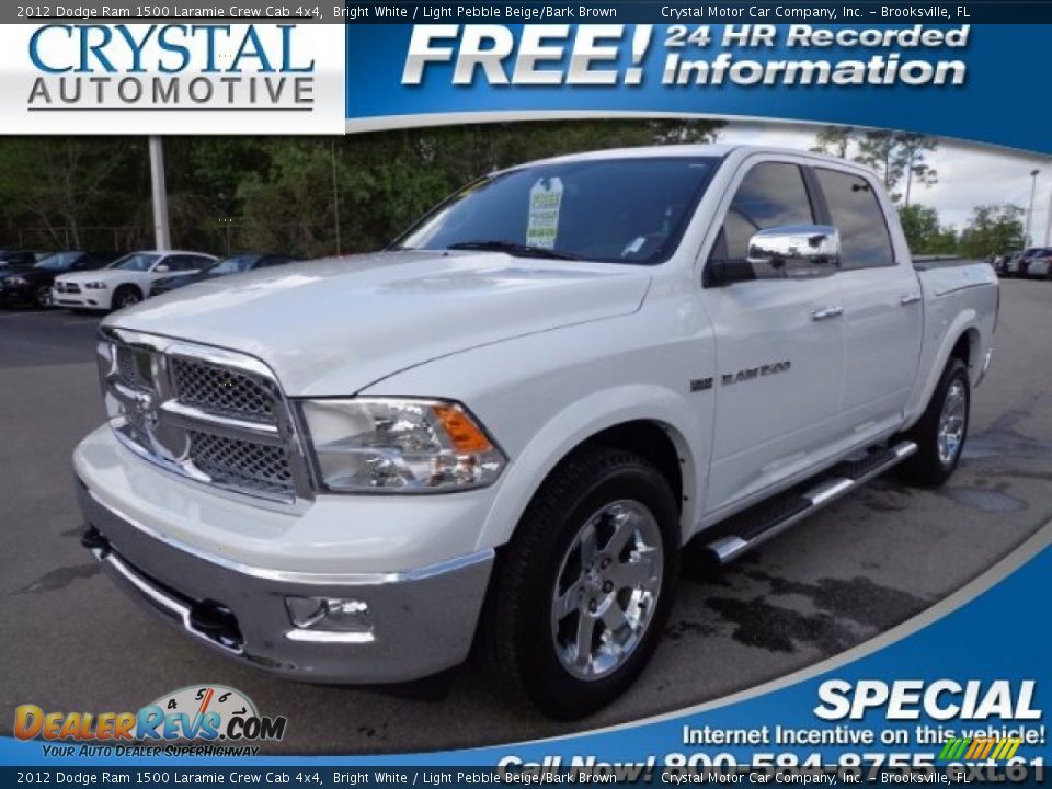2012 Dodge Ram 1500 Laramie Crew Cab 4x4 Bright White / Light Pebble Beige/Bark Brown Photo #1