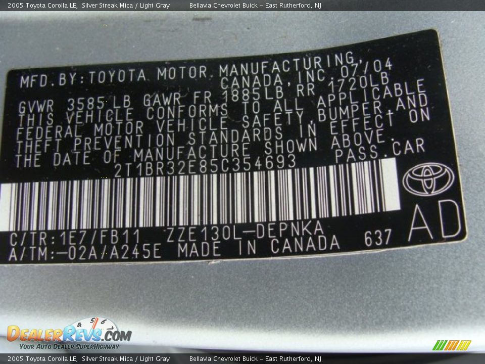 2005 Toyota Corolla LE Silver Streak Mica / Light Gray Photo #15