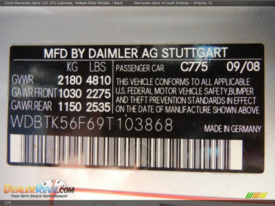 Mercedes-Benz Color Code 775 Iridium Silver Metallic
